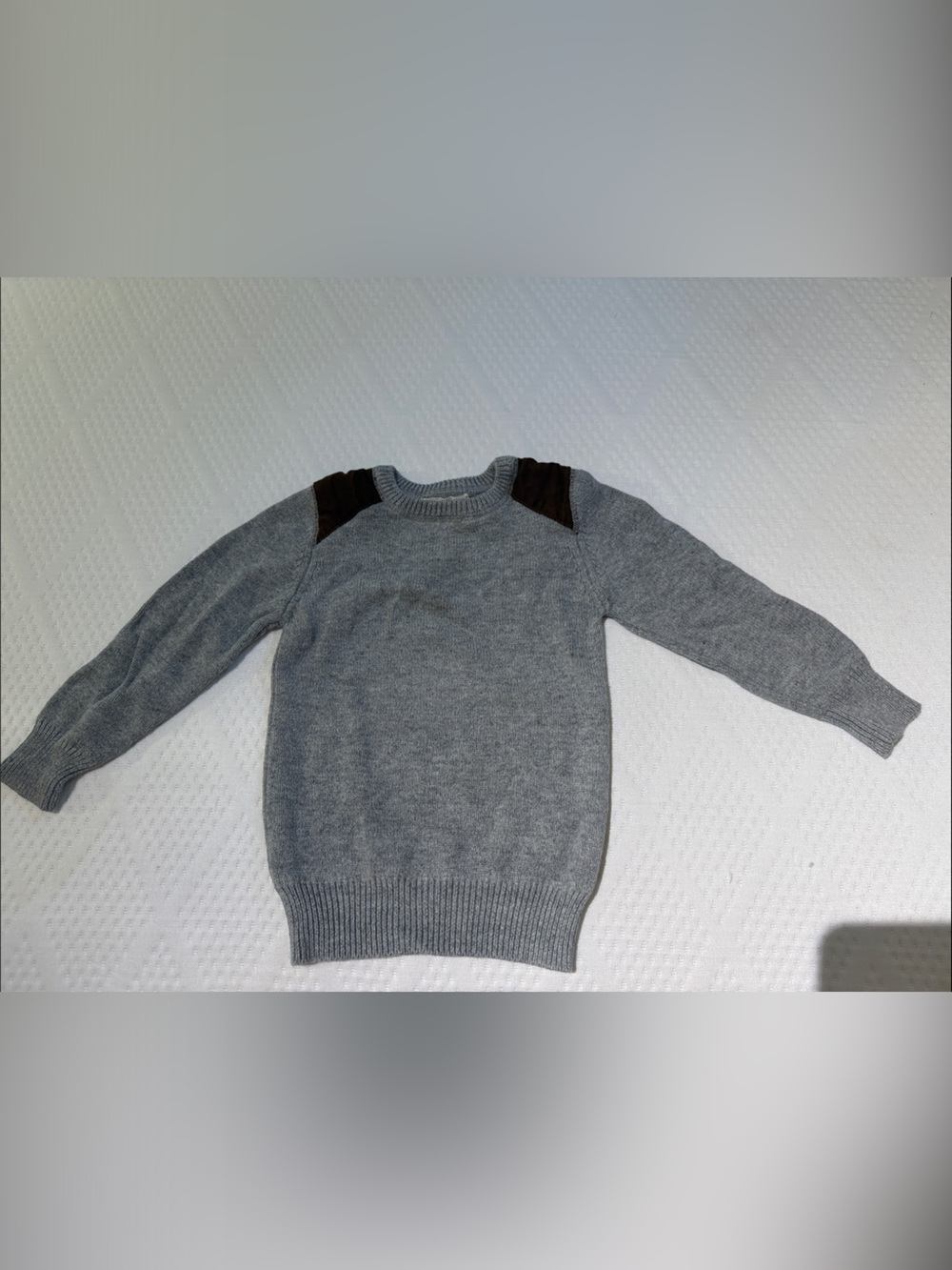 Appaman Gray Sweater with Brown Shoulder Patches